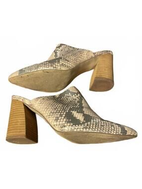 Steve Madden Block Heel Mules Shoes Women's 8.5 Snake Print
